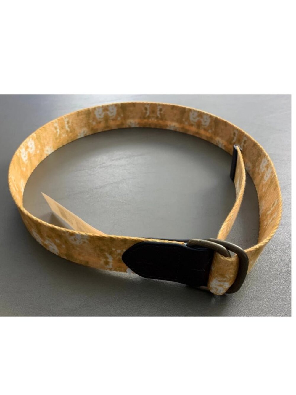 Sun + Stone Men's D-Ring Web Belt With Faux-Leather Trim, Yellow, Small (30-32)